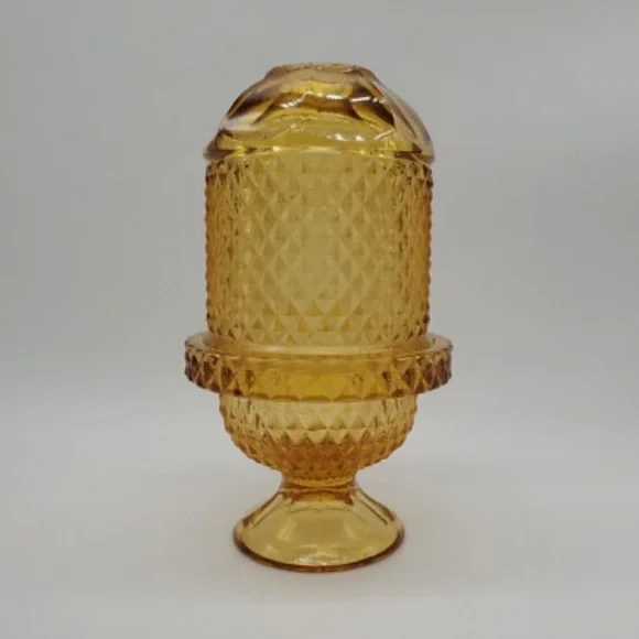 Viking Glass Amber Diamond Point Fairy Light - Picture 1 of 10